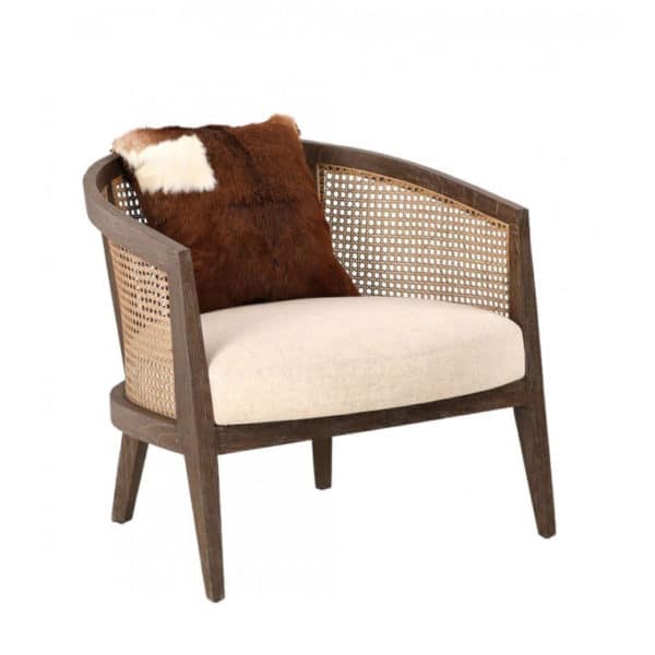 Fauteuil + coussin Mindy et rotin
